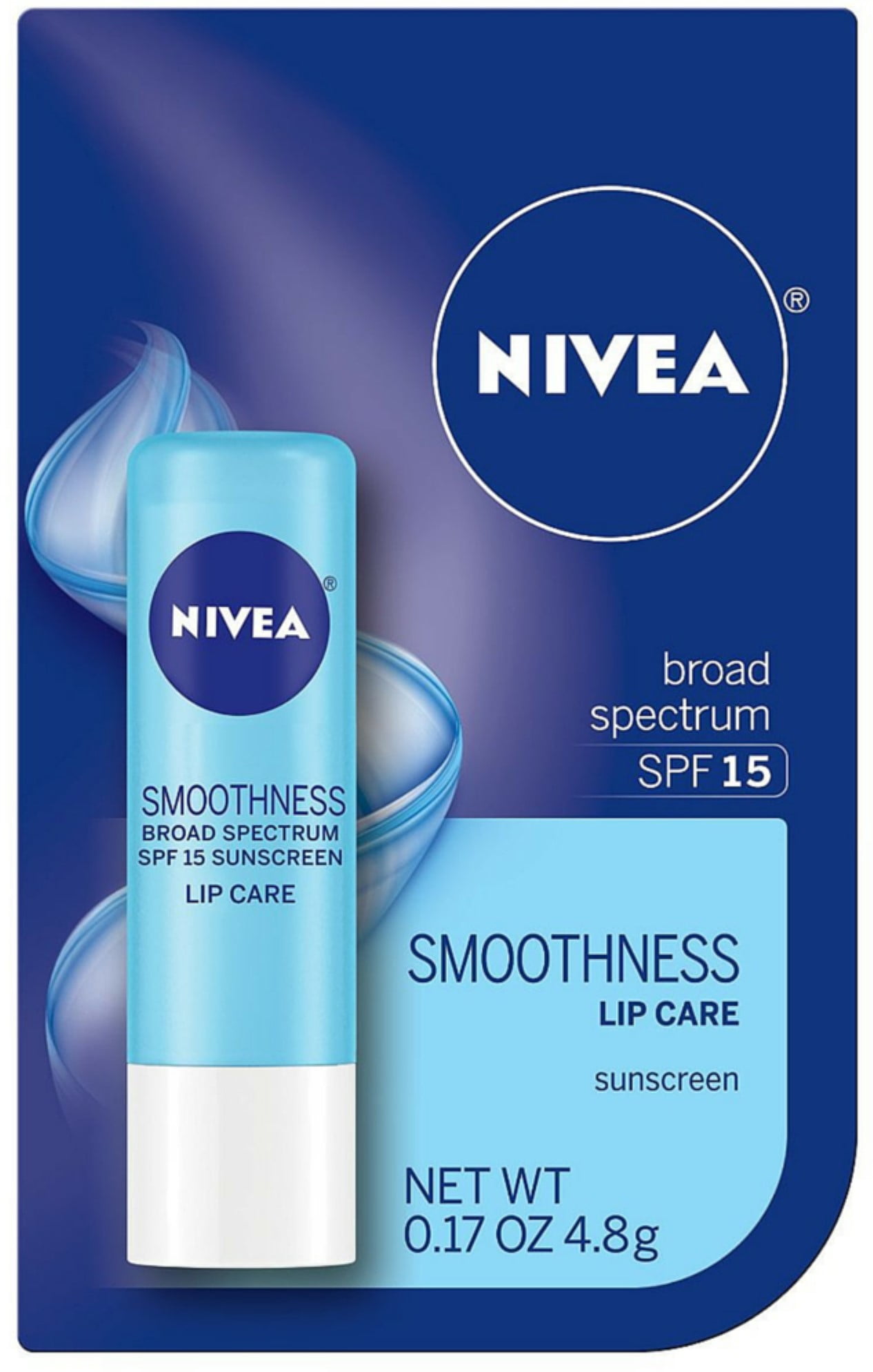 NIVEA a Kiss of Smoothness Hydrating Lip Care SPF 15, 0.17 oz (Pack of