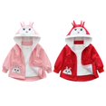 thumbnail image 6 of GYRATEDREAM Toddler Baby Girls Lightweight Hooded Jacket Outwear Kids Rabbit Ear Hood Print Zipper Outdoor Windbreaker Children Trench Coat for 13 Months-7 Years, 6 of 6