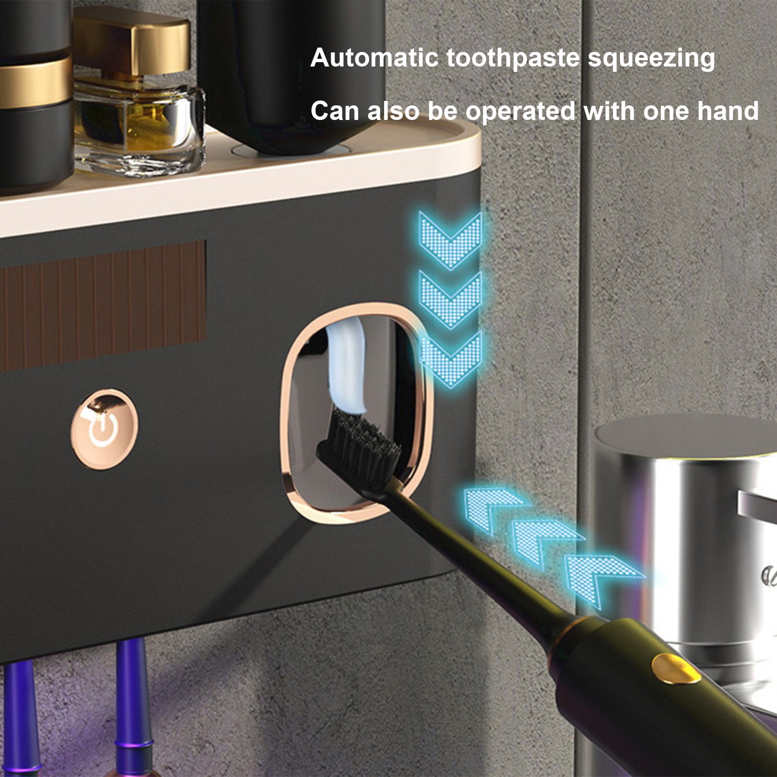 kkbbma under $5 UV Toothbrush Holders for Bathrooms, Toothbrush Holder Wall Mounted with Toothpaste Dispenser, Rechargeable Cordless Wall Mounted Tooth Brushing Holder