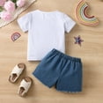 thumbnail image 4 of Trolimons Girls Outfit Short Sleeve Printed Top and Ripped Denim Shorts Set , 2-Piece Set, 4 of 6