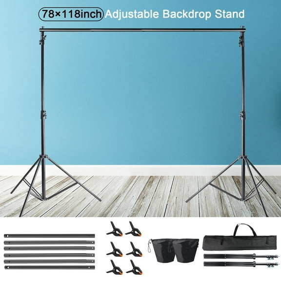 Backdrop Stand Kit 6.6x9.8ft Adjustable Photography Photo Studio Background Support System with Carry Bag and,6 Backdrop Clip for Photoshoot,Parties,Wedding,Birthday,Baby Photo Shoot