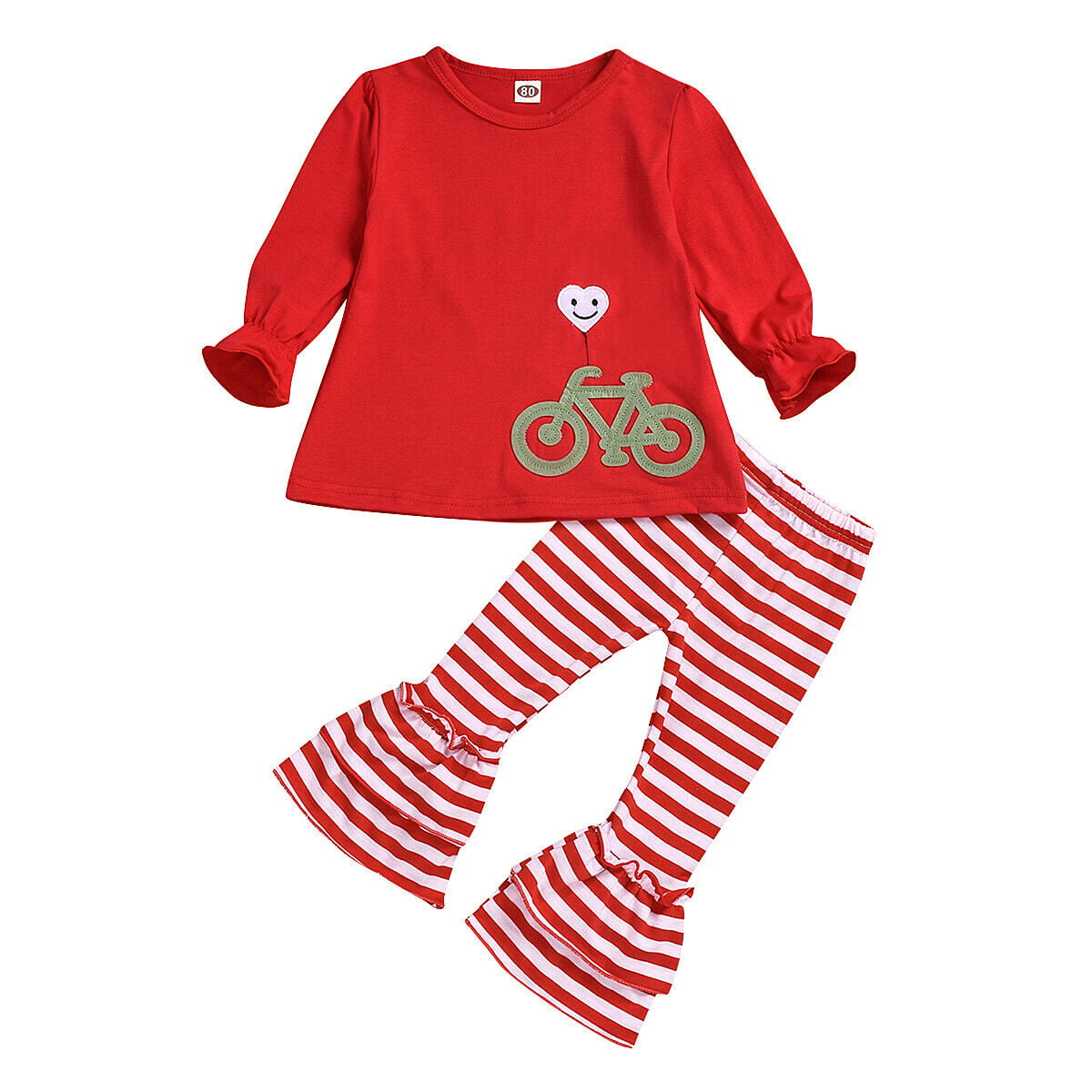 RNTOP_Clothes Christmas Kids Baby Girl Boys Stripe T-shirt Tops+Pants 2PCS Set Outfits Clothes 2-7T