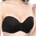 thumbnail image 2 of VISALY Women's Strapless Backless Bra Push Up Anti-Slip Seamless Bralette Soft Supportive Underwire Padded Balconette Full Coverage Tube Top Full Support Bandeau Bra Everyday Underwear Black L, 2 of 7