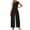 Black/cotton womens outfit set, variant on Dazajoo Womens Two Piece Lounge Set Summer Cap Sleeve Crop Tanks with Drawstring Wide Leg Pants Solid Color Elegant Suits,Black,L