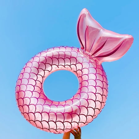Inflatable Mermaid Swimming Ring Fish Tail Features, Adult and Children ...