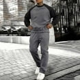 thumbnail image 2 of Stamozd Men's Sweatsuits 2 Piece Long Sleeve Crew Neck Sweatshirt and Sweatpants Set Casual Loose Track Suits Mens Activewear Dark Gray B XL, 2 of 9