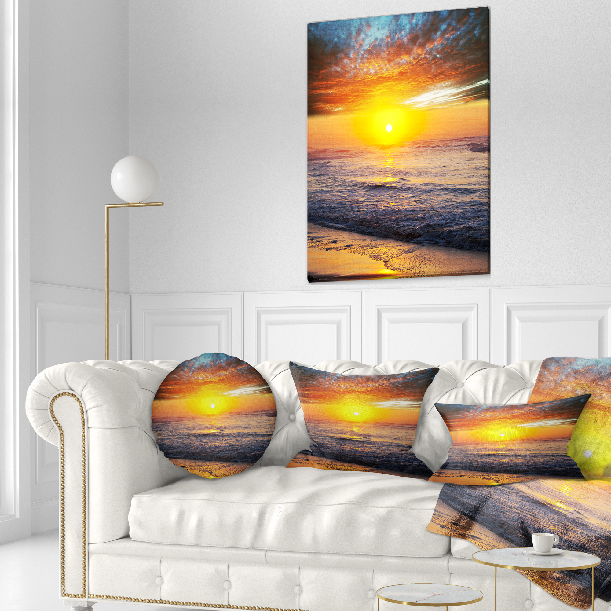 Designart 12" x 20" Blue Polyester Throw Pillow
