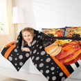 thumbnail image 3 of Manfei Watercolor Polka Dot Pumpkin King Bedding for Kids, Black White Sunflower Stripe King Bed in a Bag, Black Reversible, 7pcs, 3 of 7