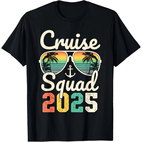 Playera de Mujer Cruise Squad 2025 - Diseños Personalizados para Vacaciones Familiares, Cuello Redondo y Manga Corta, Regalo Divertido para Viajes en Grupo