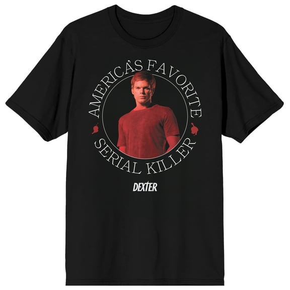 Dexter America's Favorite Serial Killer Adult Black Crew Neck Short Sleeve T-shirt