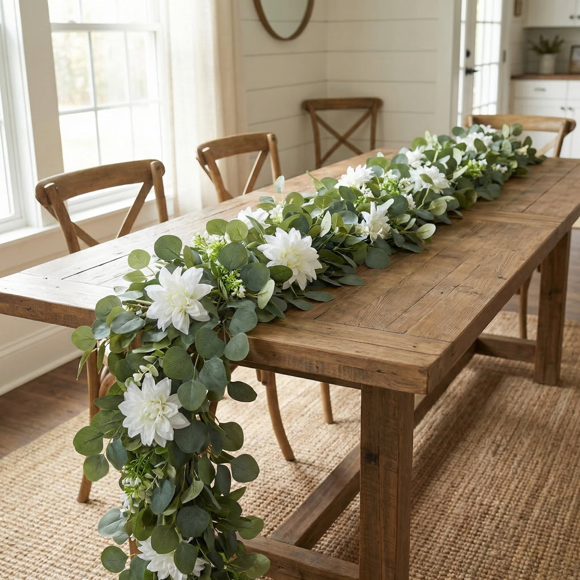 Unique Bargains Artificial Eucalyptus Garland Faux Greenery Vine Beige Flower 71inch