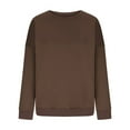 thumbnail image 3 of Womens Oversized Sweatshirt Crewneck Pullover Casual Long Sleeve Tops Basic Fall Fashion Outfits 2025 Brown S, 3 of 4