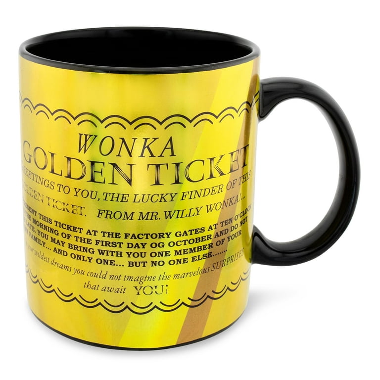 Willy Wonka Golden Ticket Ceramic Mug Holds 20 Ounces