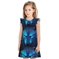 thumbnail image 1 of Fotbe Futuristic Blue Light Wolf Vestido de Dormir para Niñas de 3 a 10 Años, Mangas Cortas, Estilo Princesa, Pijama Camisón con Mangas Voladas-X-Large, 1 of 6