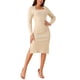 thumbnail image 2 of Vestido de suéter midi de punto acanalado de ajuste ceñido de manga larga con escote cuadrado para mujer XL en color albaricoque, 2 of 5