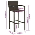 thumbnail image 4 of vidaXL Bar Stools 2 pcs Brown Poly Rattan, 4 of 5