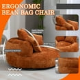 thumbnail image 3 of MOONMISS Chenille Upholstered Durable Comfort Lounger Bean Bag Lazy Sofa with Three Pillows-Orange, 3 of 6