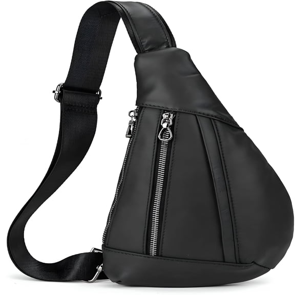 AOMRCOL Genuine Leather Sling Bag for Men Casual Crossbody Backpack Small Shoulder Bag Chest Bag for Travel Travel Sling Bag for Men