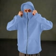 thumbnail image 6 of DDAPJ pyju Men's Balaclava Double Hoodie Sweatshirt Full-Zip with Built-In Eye Mask Wind Resistant Hooded Coat Y2k Fall Fashion Streetwear for Cold Weather Light Blue L, 6 of 8