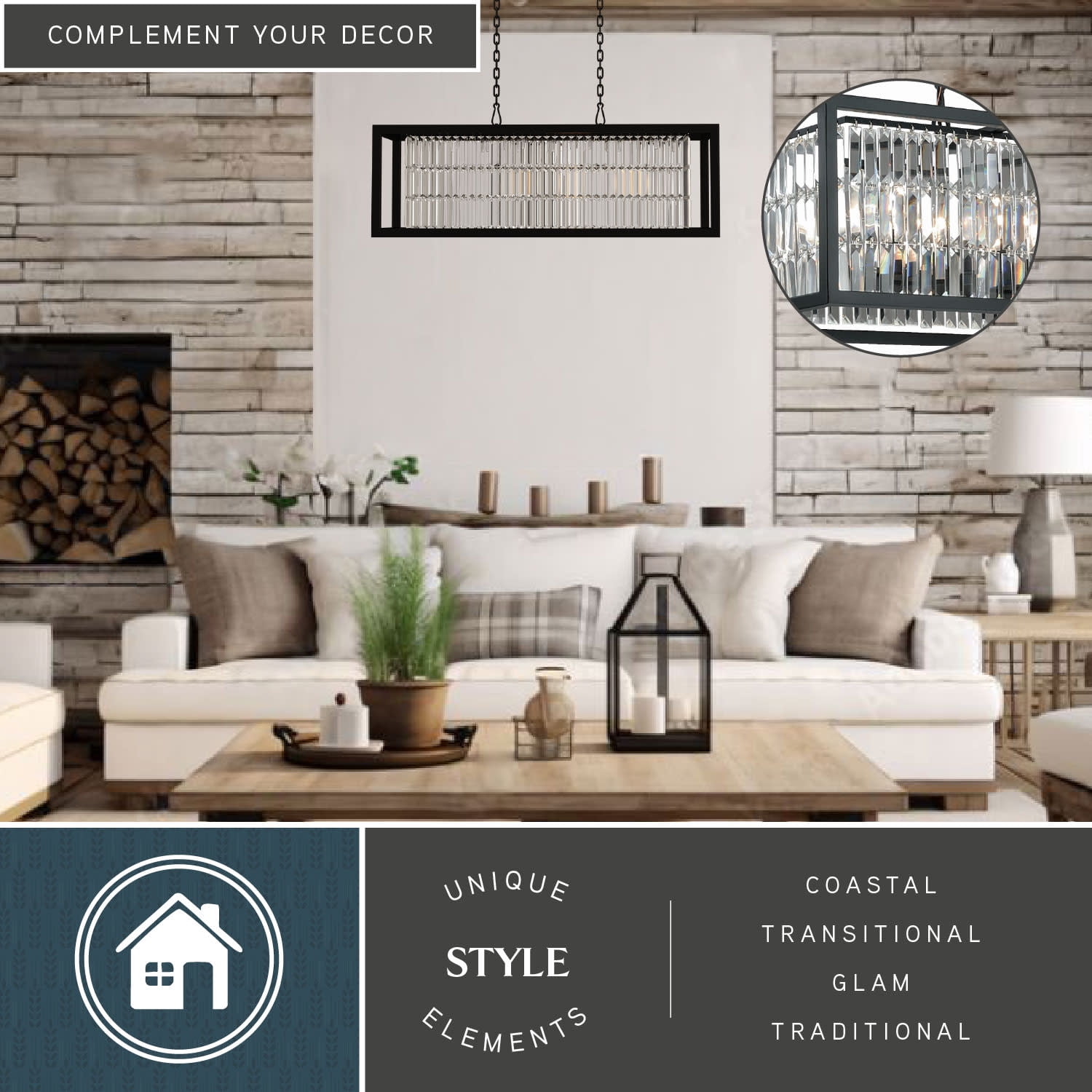 Catana 8L Crystal and Bronze Linear Chandelier Island Pendant Light Fixture
