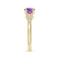 thumbnail image 3 of ANGARA Natural Three Stone Round Amethyst Ring with Diamond Accents in 14K Yellow Gold for Women (Size-6mm) | February Birthstone, Anniversary, Jewelry Gift for Women | Natural Amethyst Ring, 3 of 8