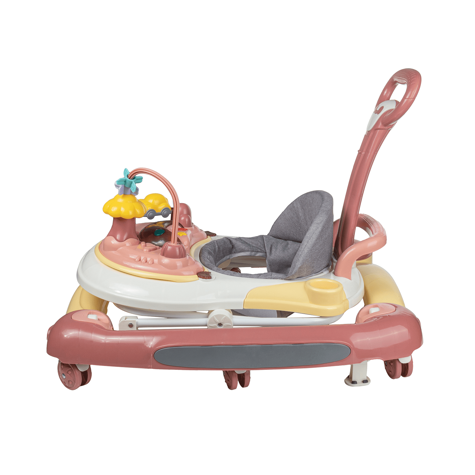 JUANYU Baby Walker,4-in-1 Multi-functional Adjustable Height Toddler Feeding Walker,for Toddlers 6-18 months,Pink