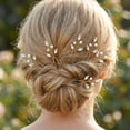 thumbnail image 3 of MIALLO 6 Pcs Gold Wedding Hair Pins with Pearls, Boho Bridal Hair Accessories for Women, Crystal Leaf Hair Piece for Rustic Wedding, 3 of 7