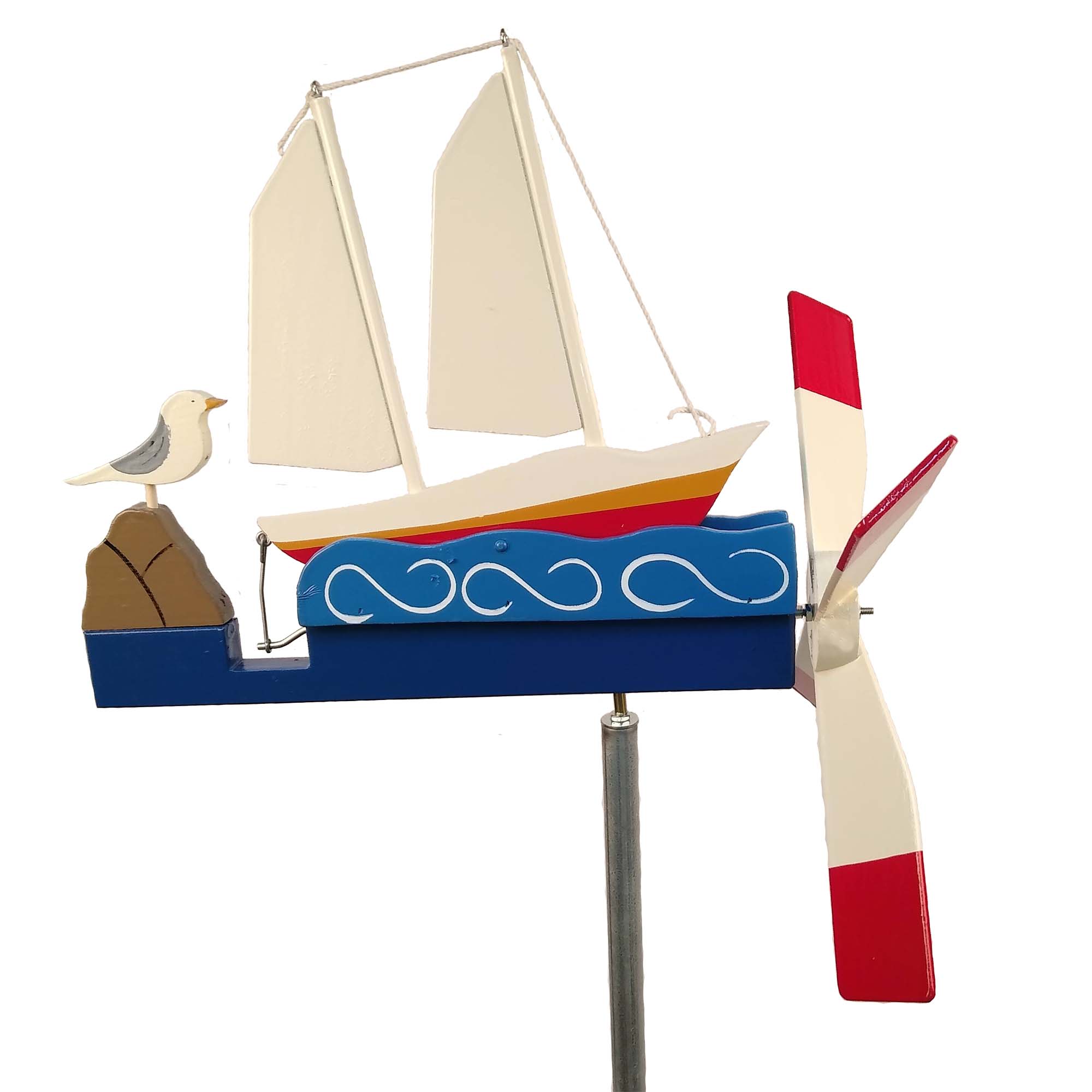 Schooner & Seagull Sailboat Whirligig