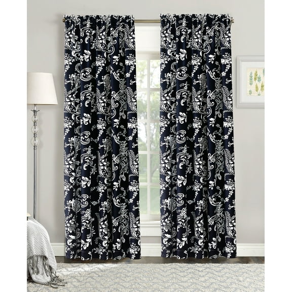 Home Soft Things Printed Microfiber Curtain - LA Boheme 2 Piece Set - Black - 60" x 84"