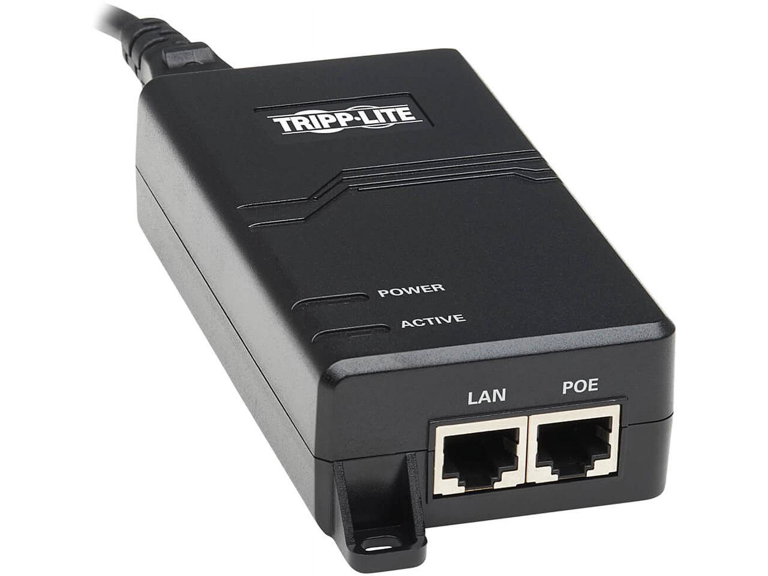 Tripp Lite NPOE-30W-1G-INT Gigabit PoE+ Midspan Active Injector - IEEE 802.3at/802.3af, 30W, 1 Port, International Plug Adapter