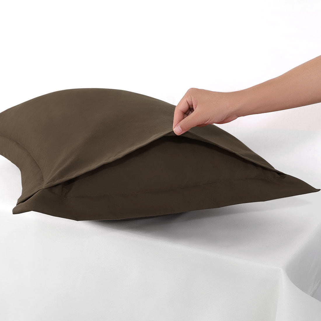 Unique Bargains 2-Pack Envelope Closure Pillow Sham Queen Brown