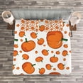 thumbnail image 3 of Ambesonne Harvest Quilted Bedspread Set 3 Pcs, Halloween Plump Pumpkin, King Size, Orange Green White, 3 of 3