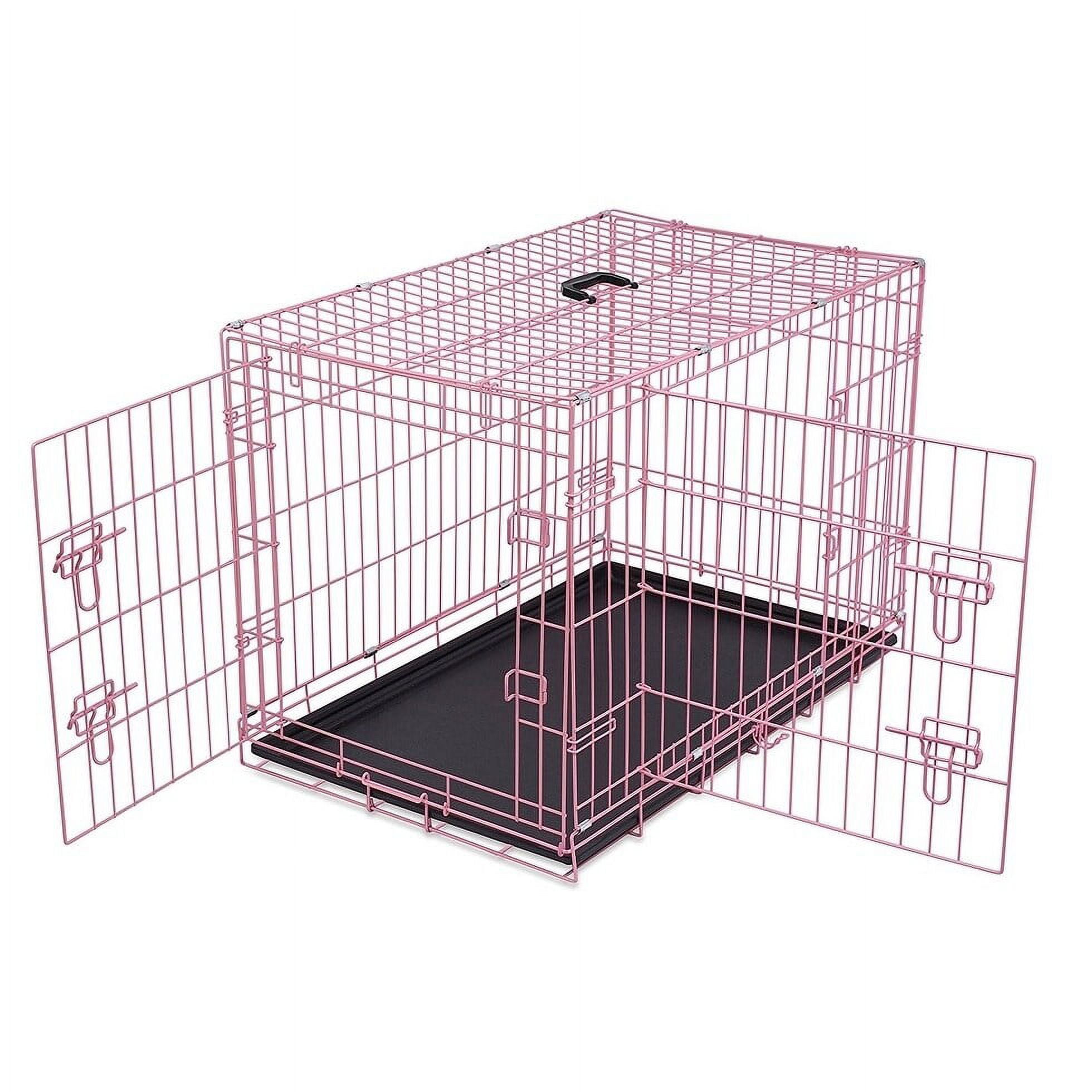 Internet s Best Medium Size 36 Foldable Plastic Double Door Steel Dog Crate Pink Walmart