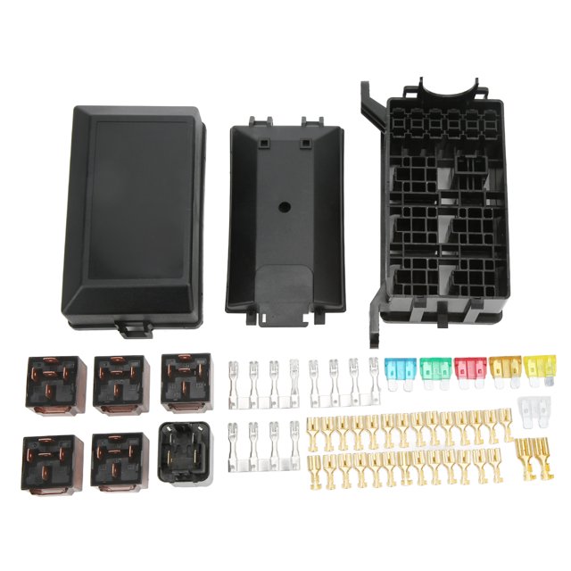 Caja portafusibles de 6 vías con 6 relés, 12 V, plástico ABS Plug and Play para automoción marina Jadeshay A