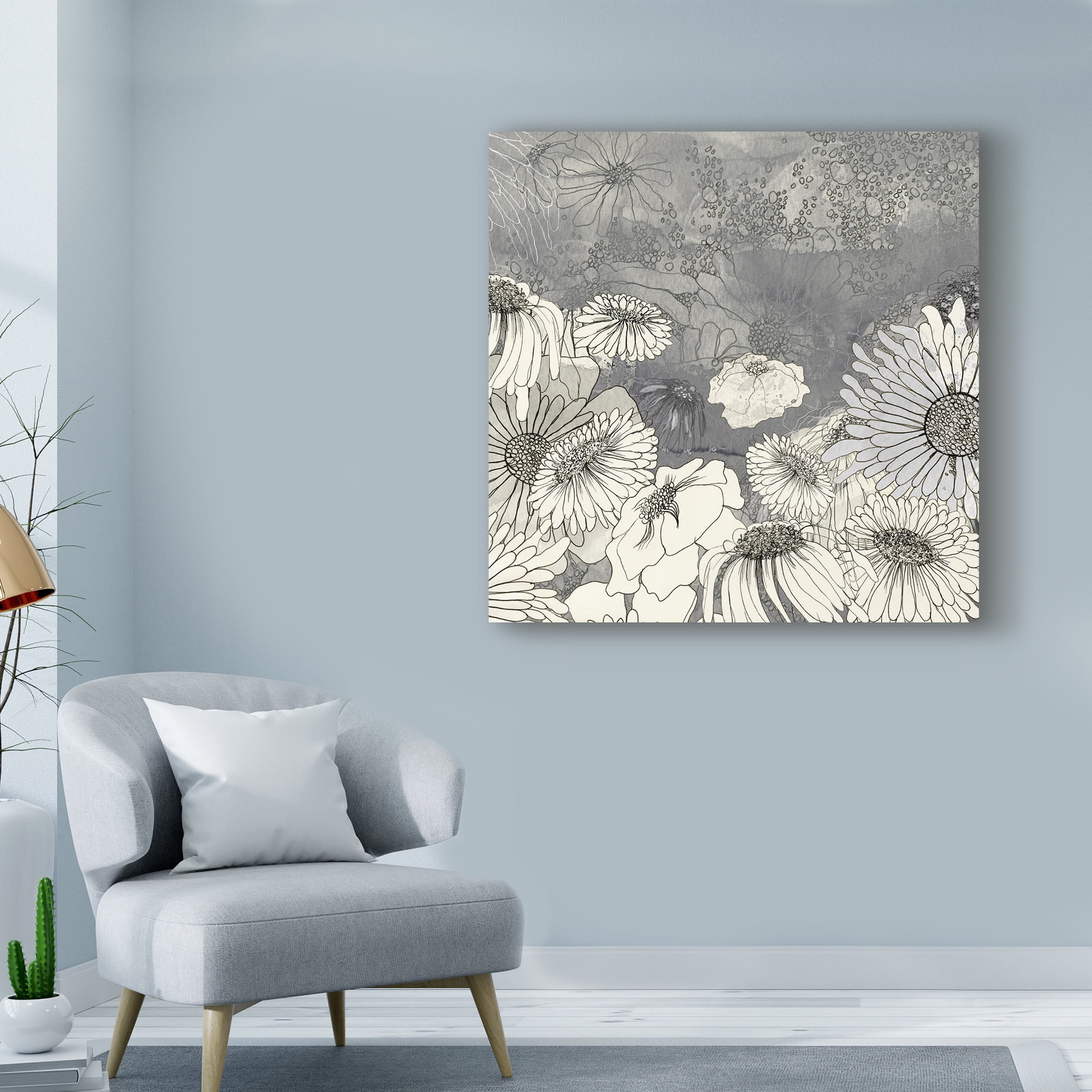 Trademark Fine Art 'Flowers on Grey I' Canvas Art by Ingrid Blixt