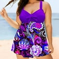 thumbnail image 2 of Traje de Baño de Gran Tamaño de las Mujeres, Estampado Floral de Moda Plisado Arco una Pieza con División para la Playa Y las Vacaciones, Conjunto de Traje de Baño de Ajuste Suelto, 2 of 4
