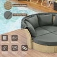 thumbnail image 5 of Newboti Furniture Outdoor Patio Daybed Wicker Rattan Double Daybed Round Sofa Furniture Set with Retractable Canopy, 4 Pillows for Lawn Garden Backyard Porch Pool, Grey 77548, 5 of 16