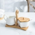 thumbnail image 2 of And Creamer Set With Lid & Spoon Ceramic Cream Jug And With Wood Handle Coffee Serving Set Hy, 2 of 5