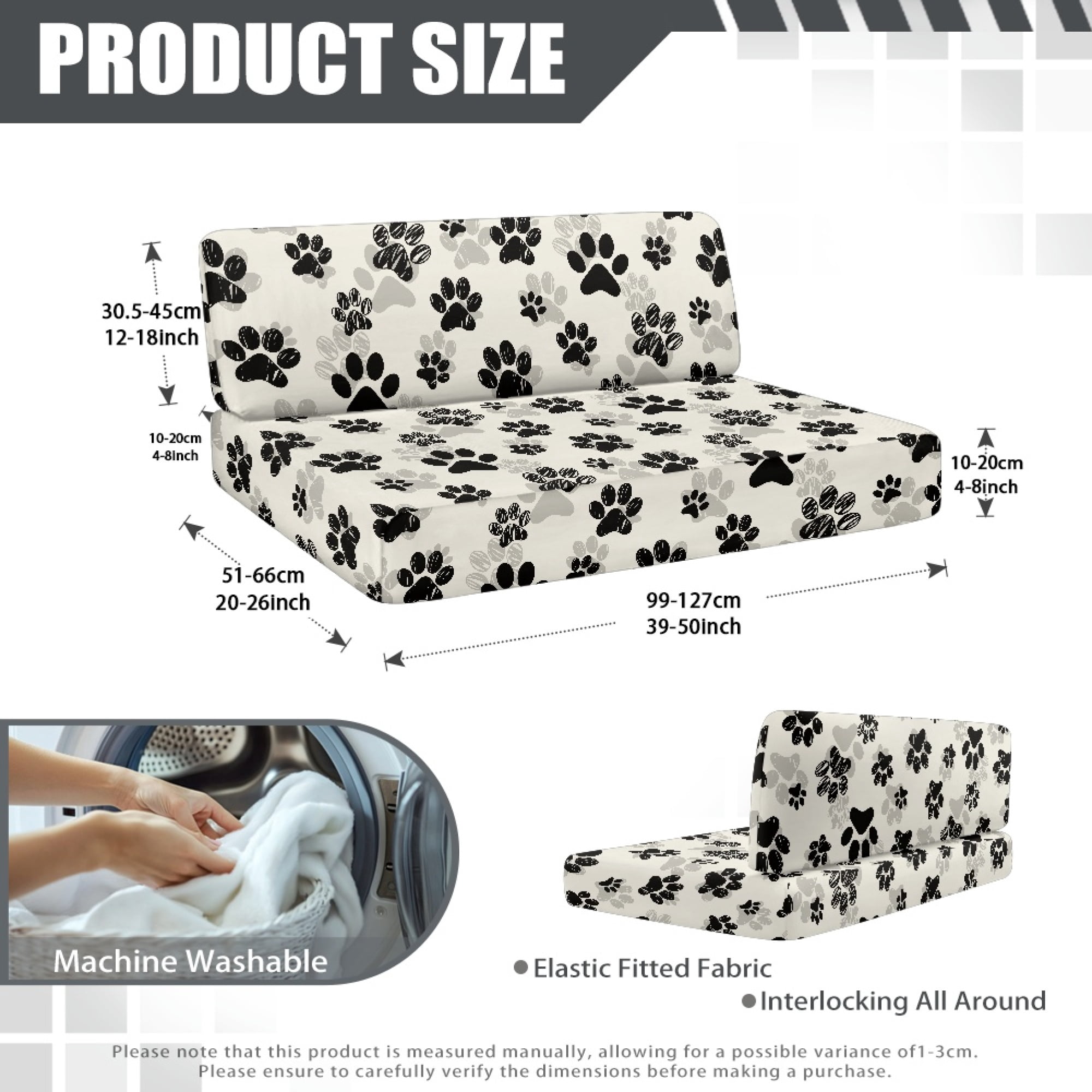 Yuyamidu Dog Paw RV Dinette Cushion Covers 2 Pack Soft RV Seat Covers Backrest Covers Bench Covers Breathable Camper Couch Covers Protector RV Accessories