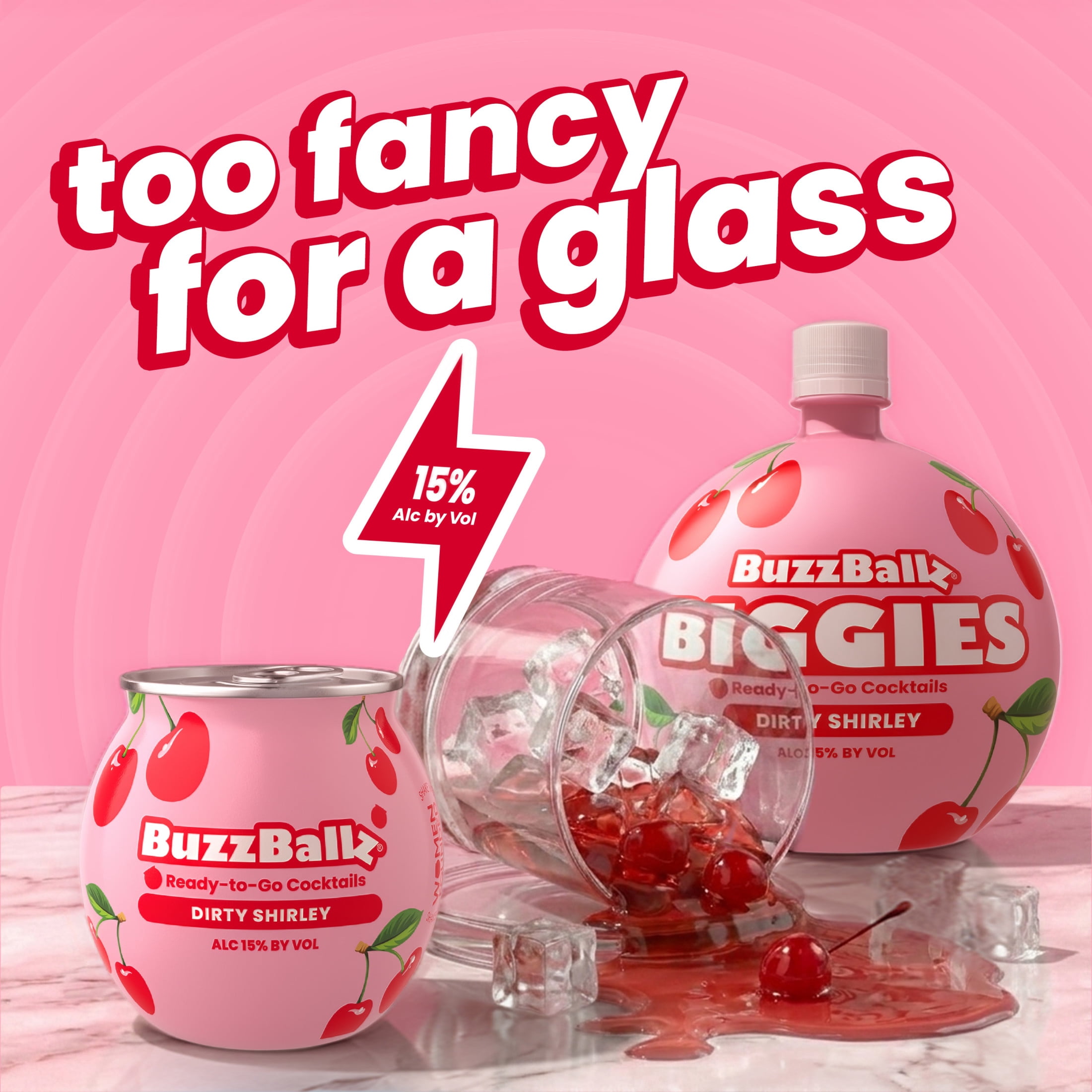 BuzzBallz Dirty Shirley Cocktails, 200ml, 30 Proof (15% ABV)