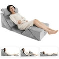 thumbnail image 1 of Gymax 7PCS Bed Wedge Pillow Set Adjustable Back Neck Leg Support Memory Foam Grey, 1 of 10