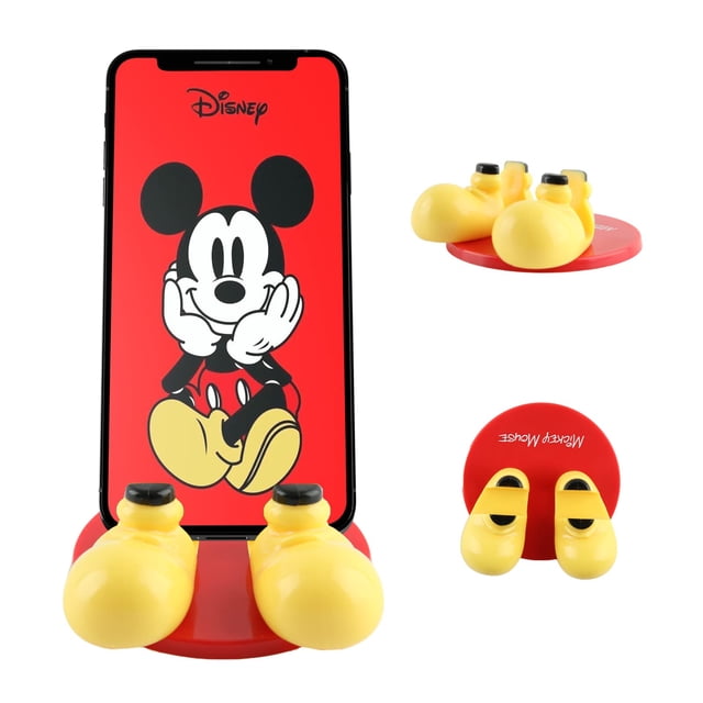 Soporte para teléfono móvil con patas de Mickey Mouse de Disney con pegatina roja