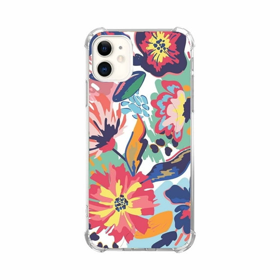 Blue Flower Case for iPhone 12,Aesthetic Colourful Floral Pattern Soft TPU Bumper Case Cover