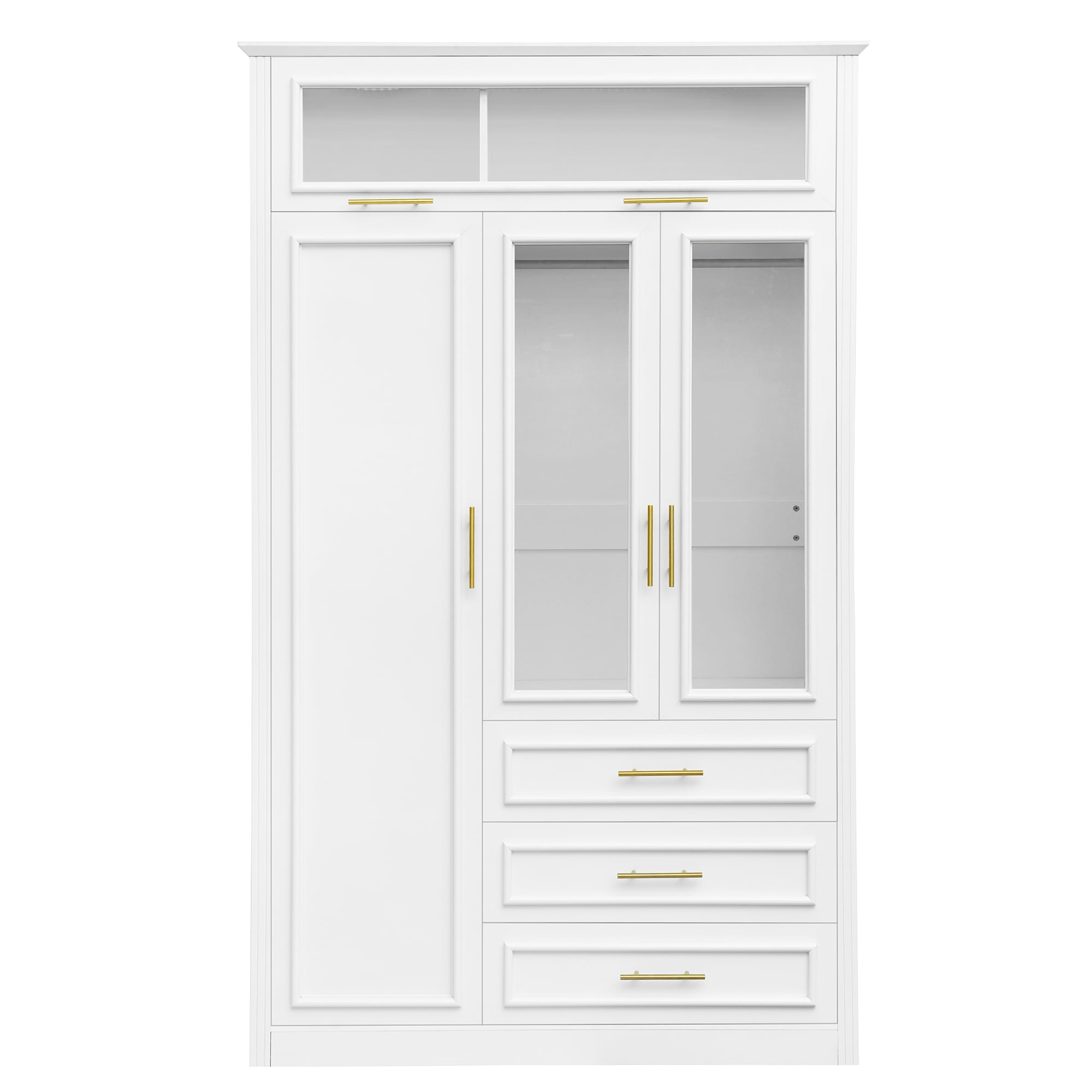 Euroco Modern 6 Door Armoires, Wood Wardrobe with Cabinet and Shelves, White