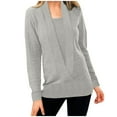 thumbnail image 1 of EQWLJWE Blouses à Manches Longues pour Femmes Mode Femmes Hiver Chandail à Manches Longues Col en V Chandail Décontracté Tops, 1 of 6