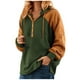thumbnail image 1 of Mujeres Otoño Invierno Color suelto Bloque con cuello en V Botones Crop Workout Sudadera con capucha de manga larga Tops Pullover Blusa Fridja  fhghd2381, 1 of 5