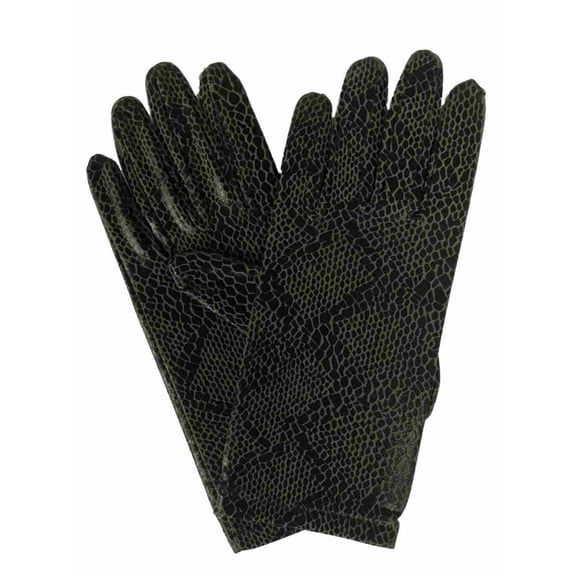 Womens Shimmery Black Snake Print Stretch Fit Driving Gloves Animal Print