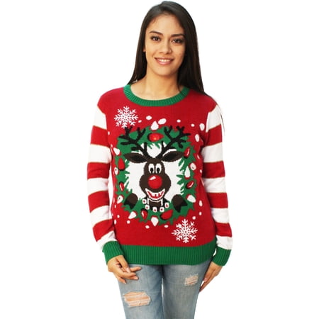 Ugly Christmas Sweater Women S Rudolph Led Light Up Sweater