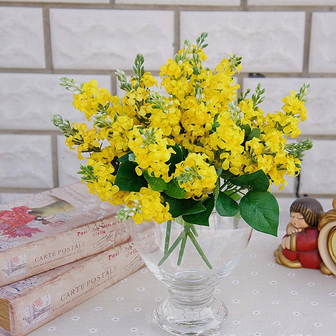 Artificial Fake Flowers Silk Plastic Plant Arrangement for Home Indoor Outdoor Garden Wedding Table Vase Decorations Faux Snapdragon Flower,3 Bouquets (Yellow)