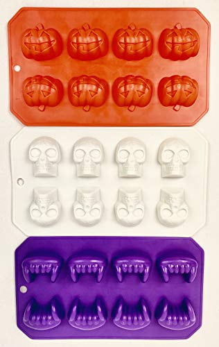 Halloween Vampire Teeth Pumpkin Skeleton Ice Cube Tray Silicone Mold SL